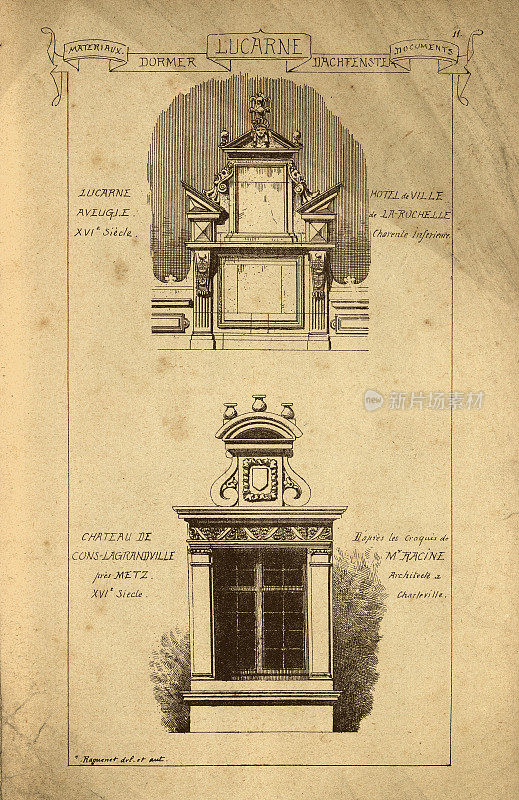Architectural Lucarne，天窗，建筑史，装饰和设计，艺术，法国，维多利亚，19世纪